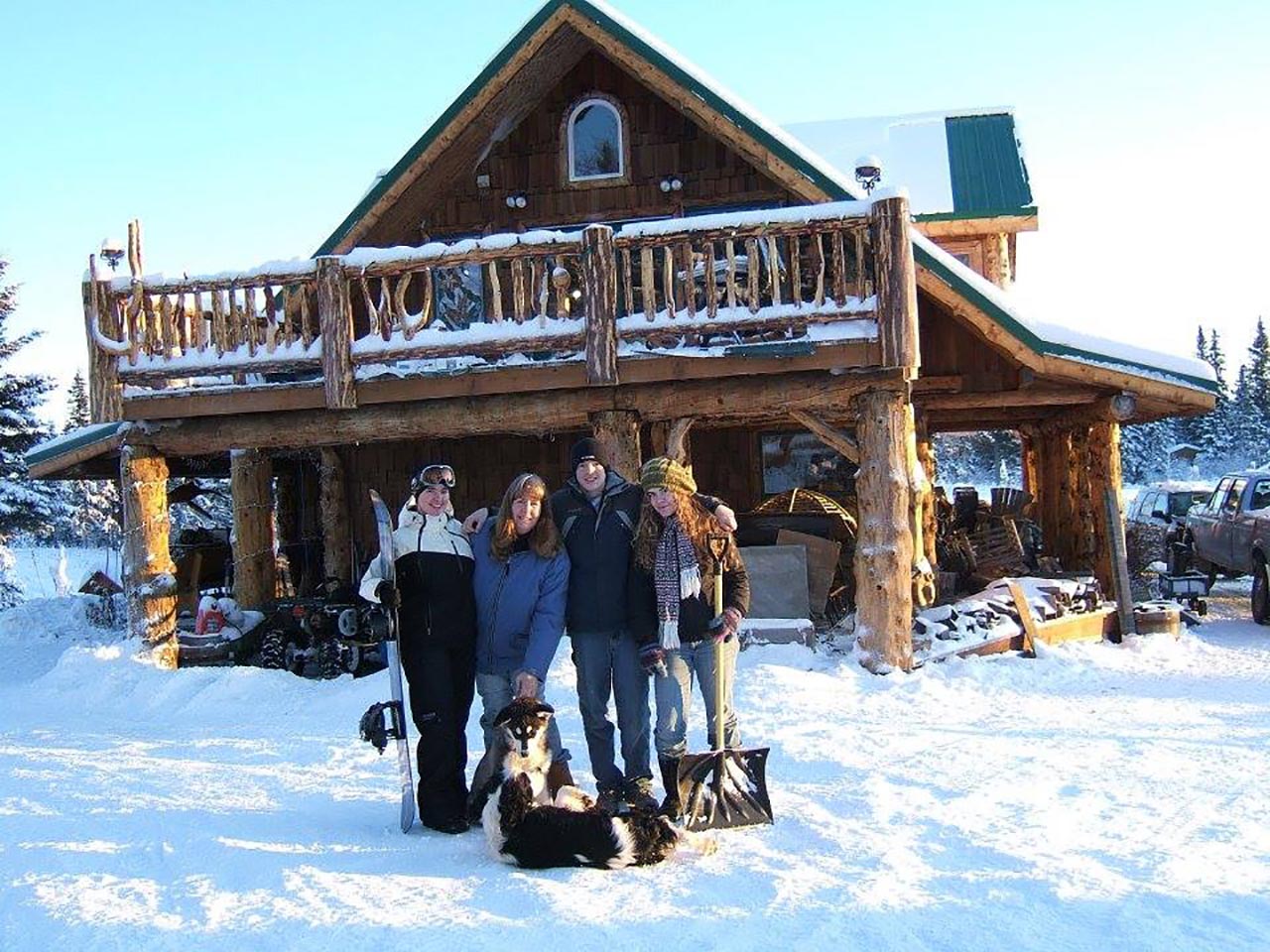 Group in front of the B&B in winter.